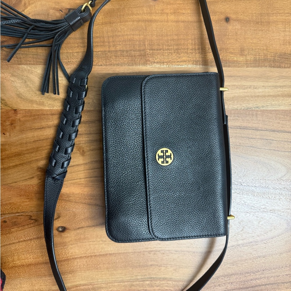 Tory Burch Black Crossbody Bag with Gold Accents